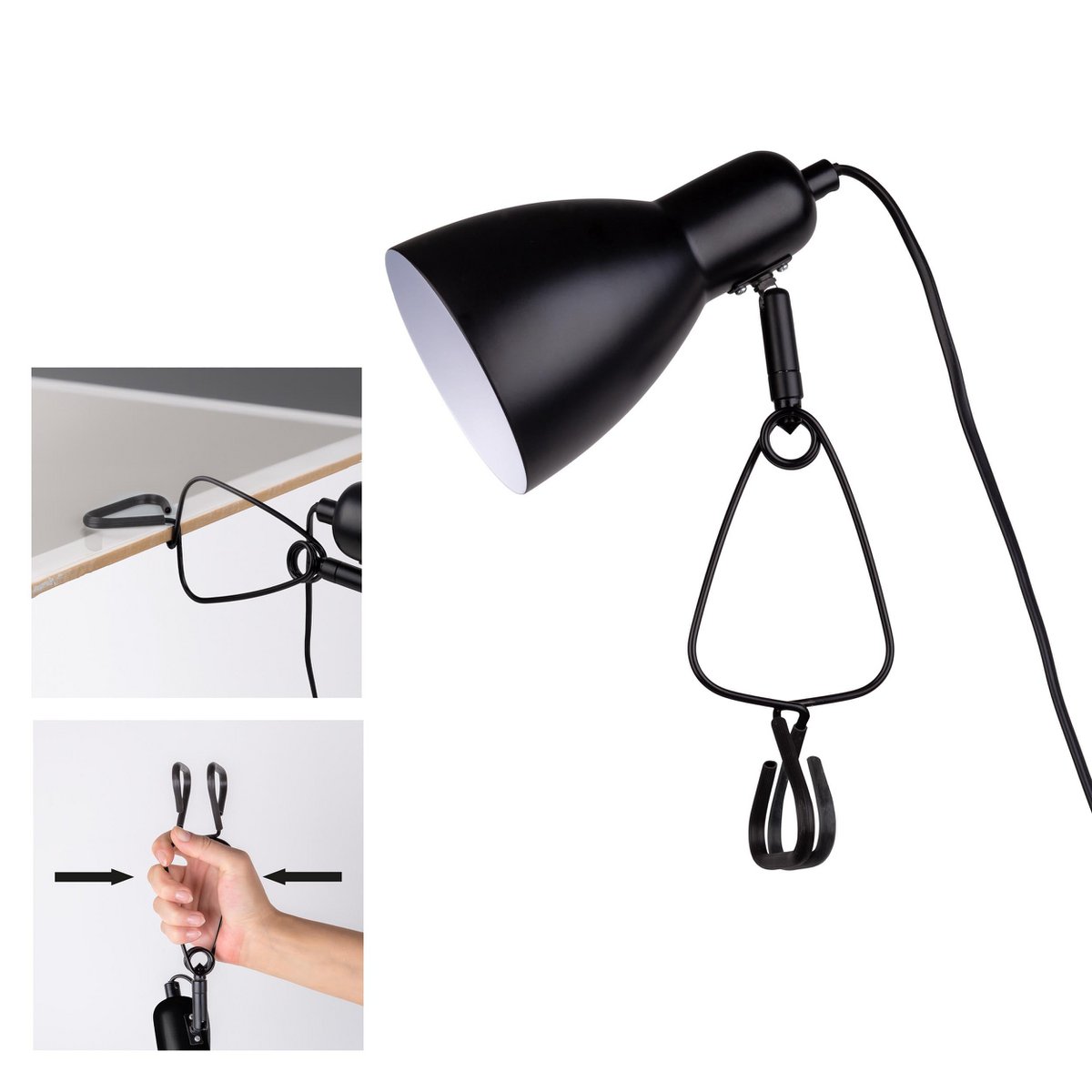 Klemtafellamp Mara 28 cm matzwart metaal