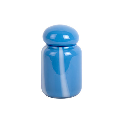 Vaas glas blauw wit streep 10x19 cm