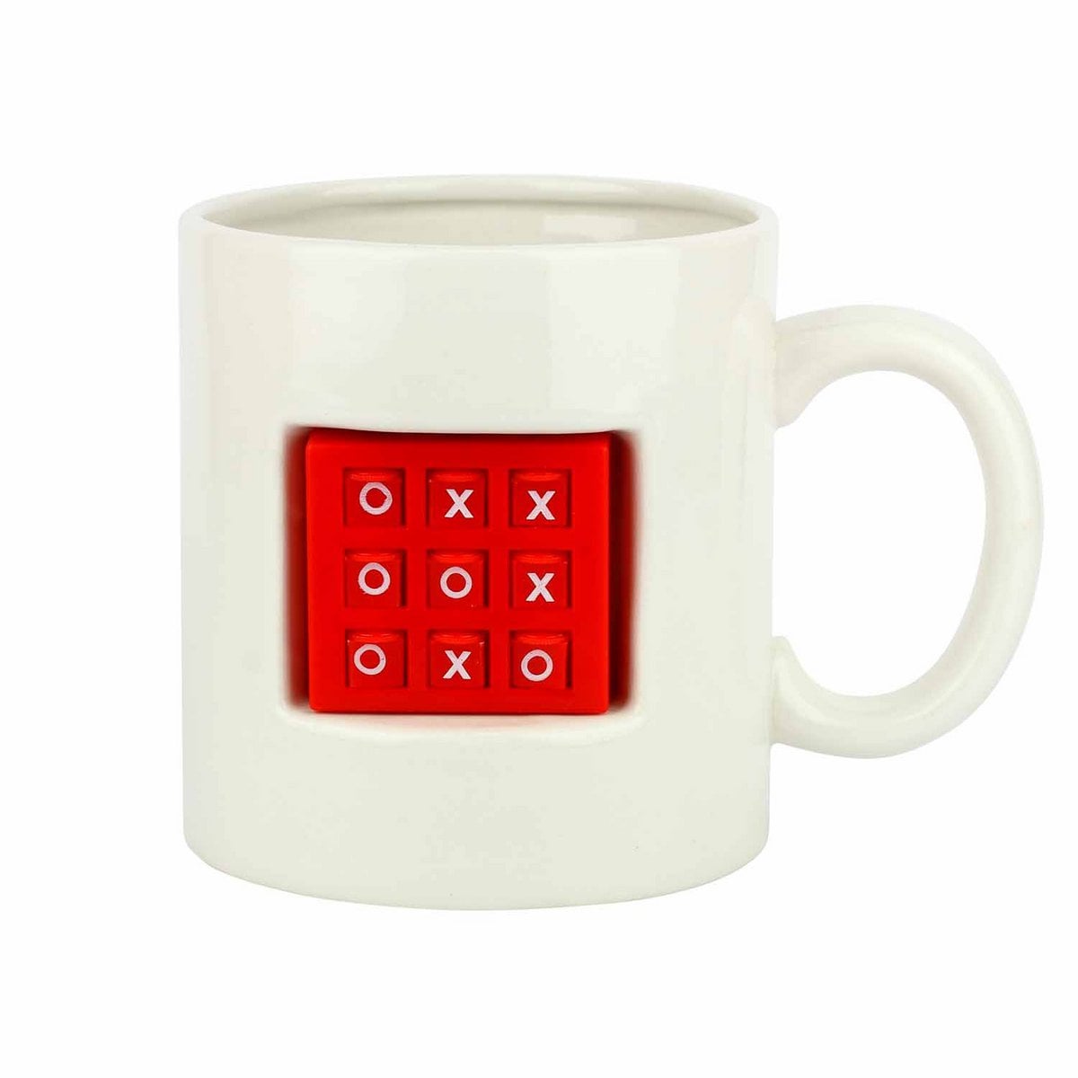 Beker 590ml keramiek rood wit