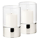 Windlicht 2 stuks H 15 cm zilver glas massief zilver hout