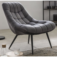Fauteuil XXL Fluweel Grijs Metaal Zwart Scandi Luxe