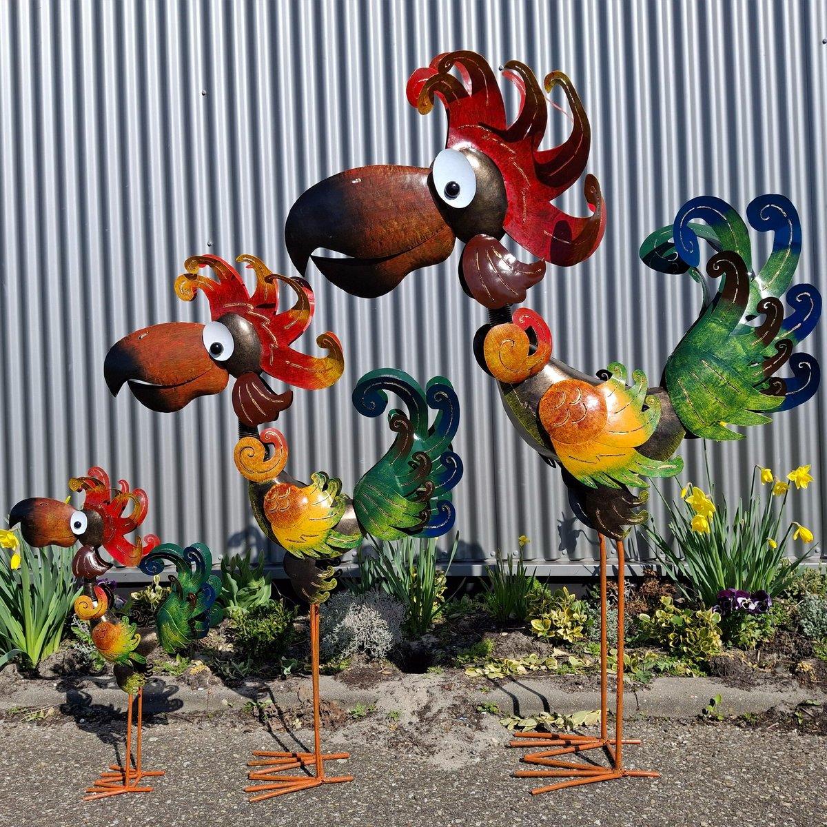 Tuinbeeld metaal vogel 100x30x150 cm