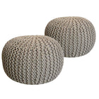 Pouf Set of 2 Diameter 55 cm and Height 37 cm Coarsely Knitted