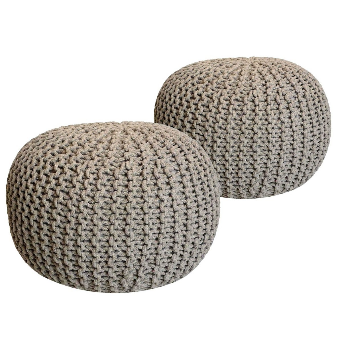 Poef set 2 stuks Ø55x37 cm grofgebreid