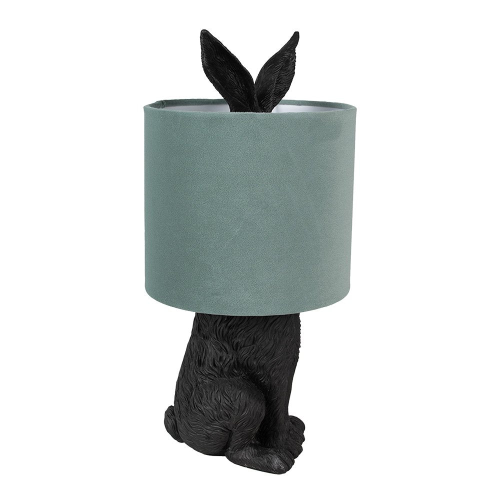 Tafellamp konijn 43 cm zwart groen kunststof