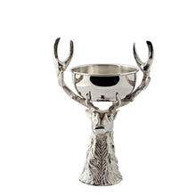 EDZARD Deer head with Richard bowl, nickel-plated aluminum, silver, height 33 cm. Stainless steel bowl