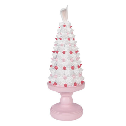 Decoratiebeeld taart Ø 14x39 cm roze kunststof