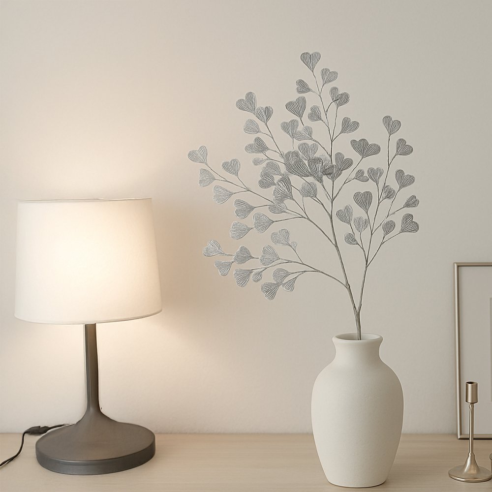 Decoratieve bloem hart 90 cm zilver plastic