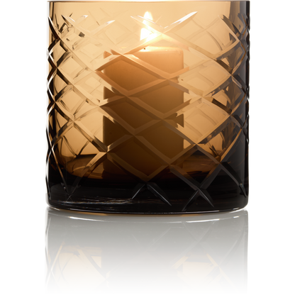 Windlicht klein bruin glas kristal Ø5x8 cm
