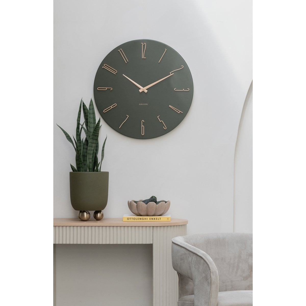 Wandklok 60 cm groen metaal
