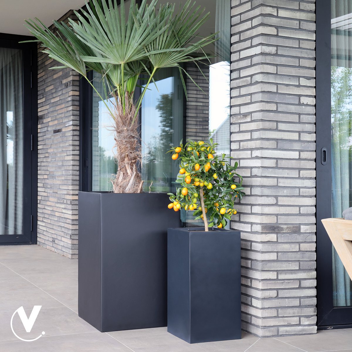 Plantenbak zuil Michigan black 40x40x80 cm
