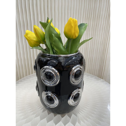 Vaas keramiek zwart 15x15x22 cm