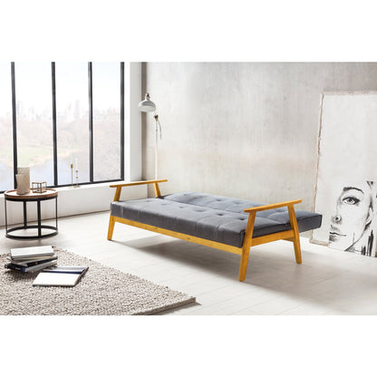 Slaapbank 190x85x81 cm donkergrijs geweven stof eucalyptus