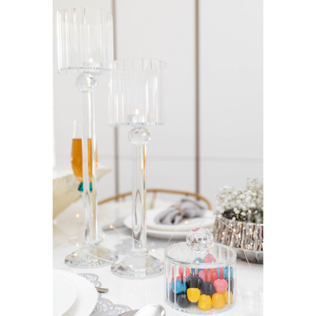 Crystal glass box with 10x10x10cm diamond lid