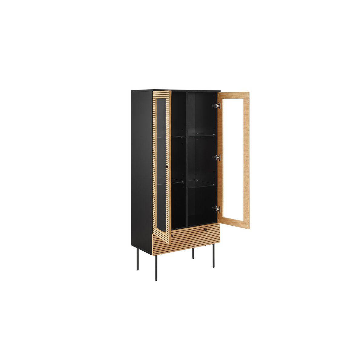 Vitrinekast 79x43x179 cm eikenfineer metaal