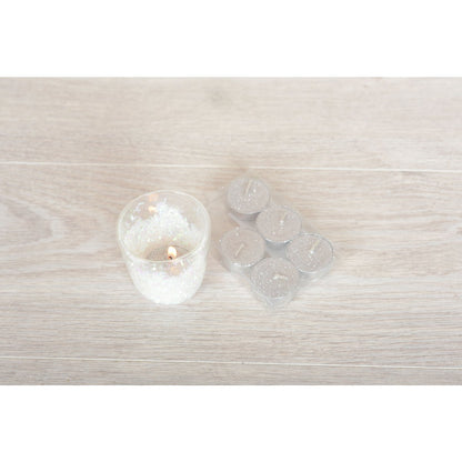 Theelichtjes zilver glitter set 6 stuks