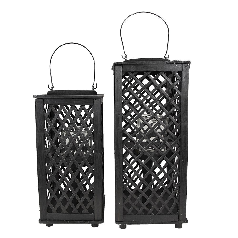 Windlicht 50 cm bamboe zwart