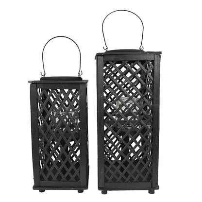 Windlicht 50 cm bamboe zwart