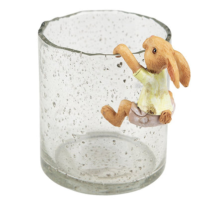 Beeld konijn 5x5x9 cm polyresin bruin geel