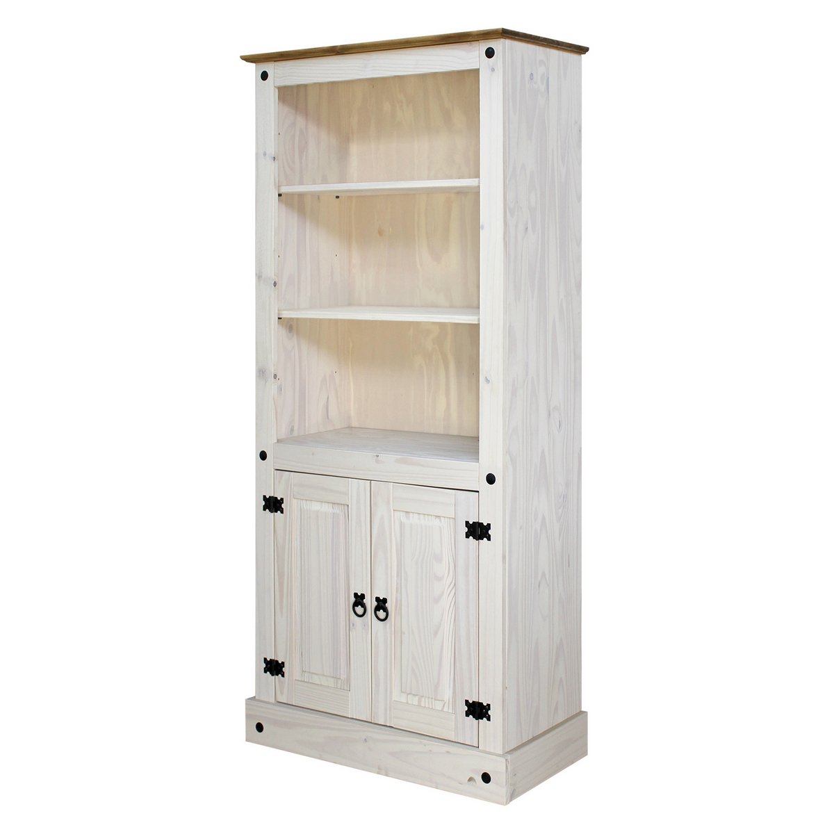 Boekenplank massief dennenhout 81x38x177 cm wit honing