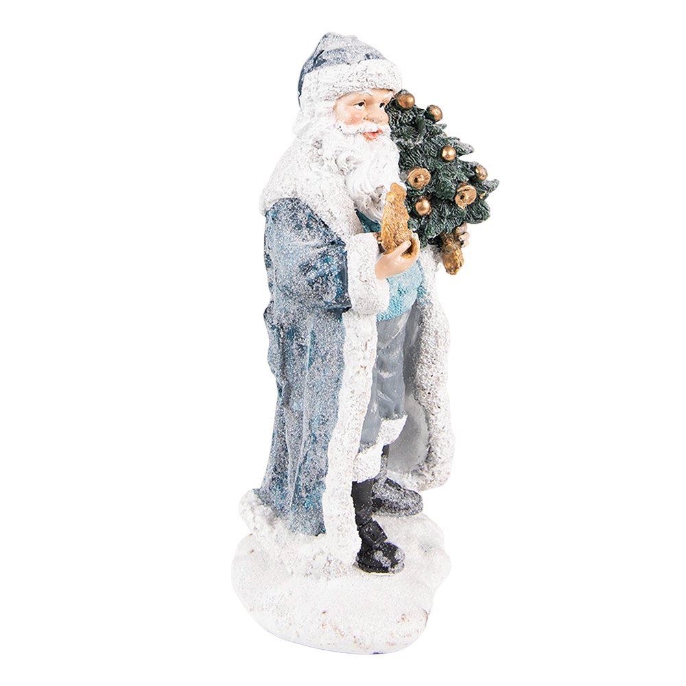 Santa Claus Figurine 21 cm Grey Blue Plastic Christmas Decoration