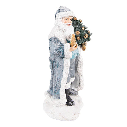 Santa Claus Figurine 21 cm Grey Blue Plastic Christmas Decoration