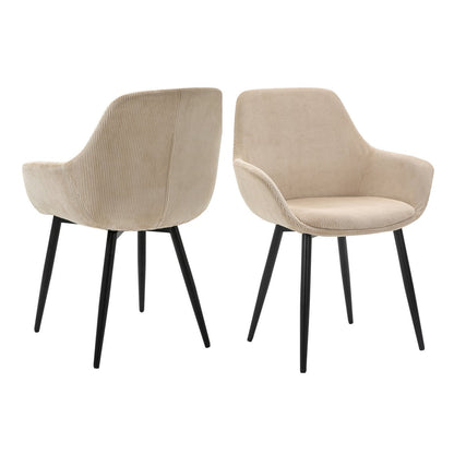Set van 2 corduroy fauteuils beige