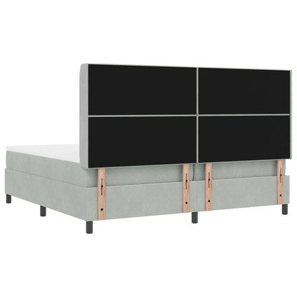 Boxspringbed met matras en LED fluweel lichtgrijs 200x200 cm