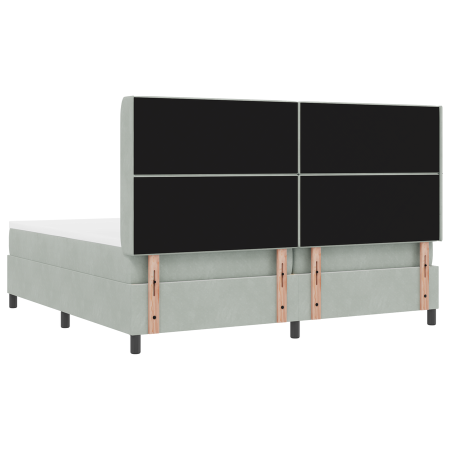 Boxspringbed met matras en LED fluweel lichtgrijs 200x200 cm