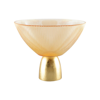 Fruitschaal barnsteen 22x22x18 cm met gouden voet