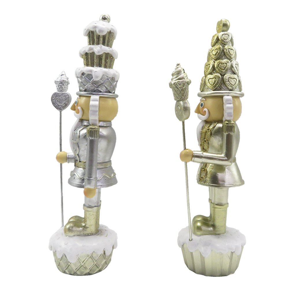Notenkraker beeld set 2 stuks 23 cm goud zilver kunststof