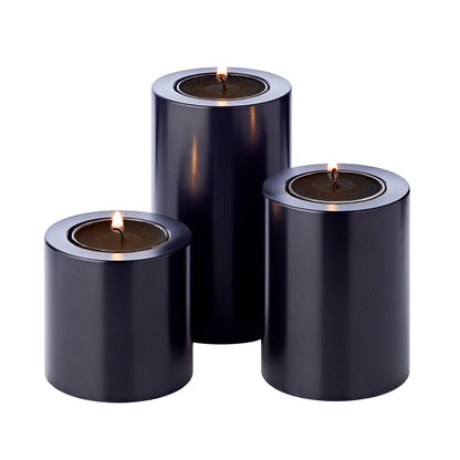 Theelichtkaarsen set 3 stuks Ø 6 cm zwart kunststof