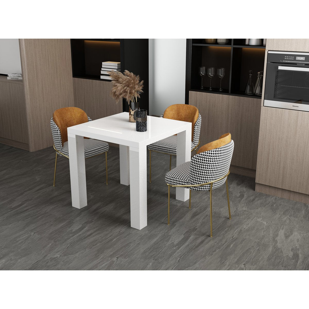 Eettafel 80x80 cm wit MDF hoogglans