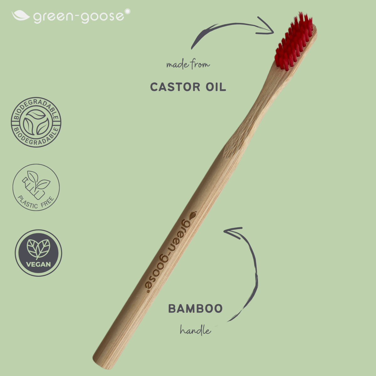 Bamboe tandenborstels 4 stuks castorolie haren