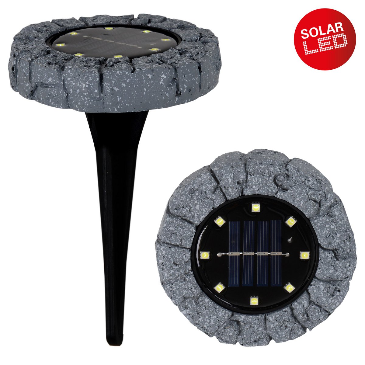 Solar grondspots 3 stuks 14 cm grijs