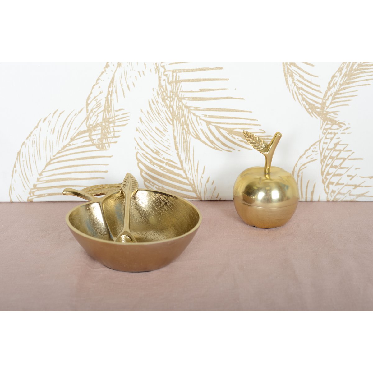 Opbergdoos appelvorm 7.5x7.5x11cm goud