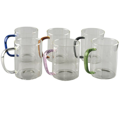 Mokken 420 ml set van 6 multicolor glas