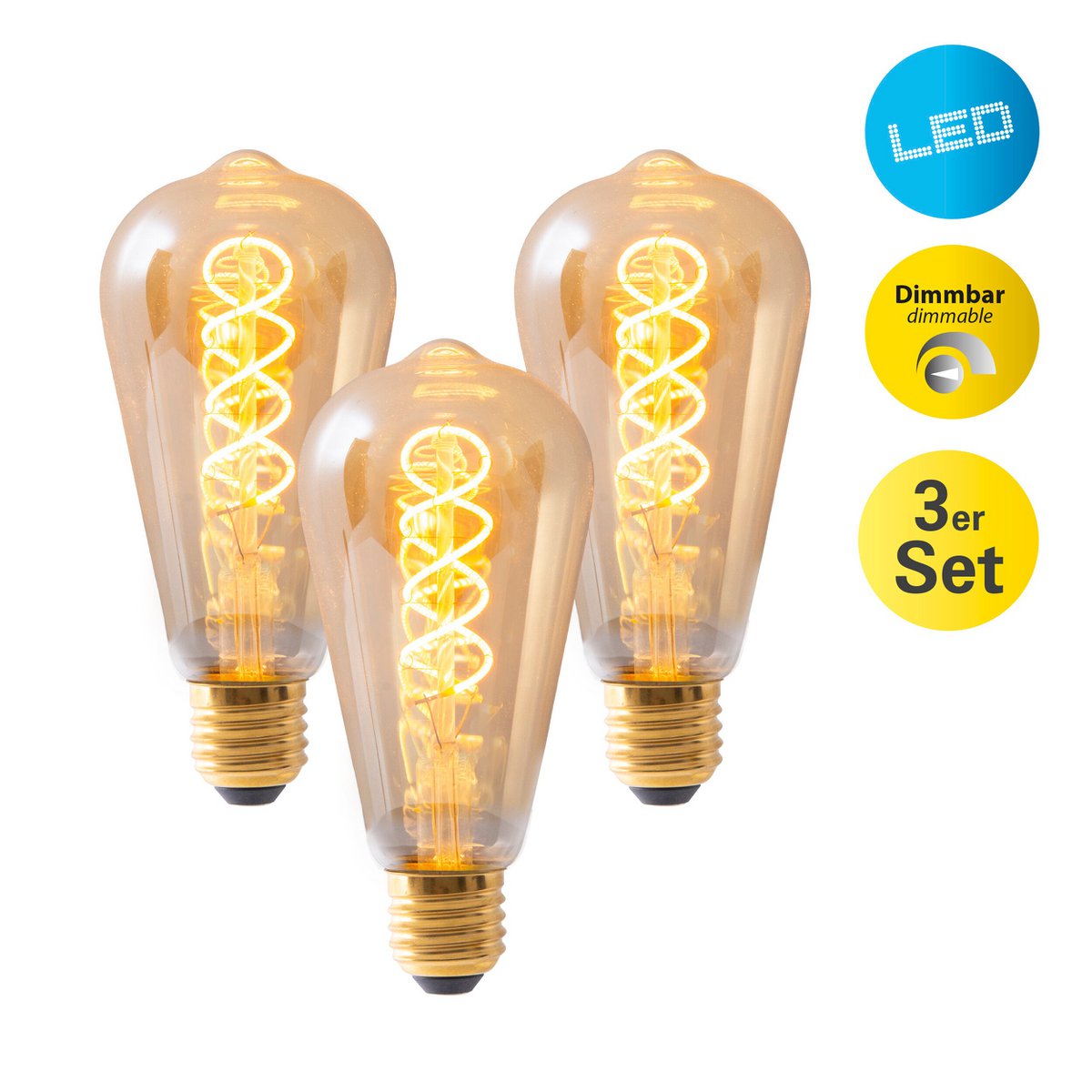 LED lamp E27 4W Ø 6,4 cm amber metaal glas