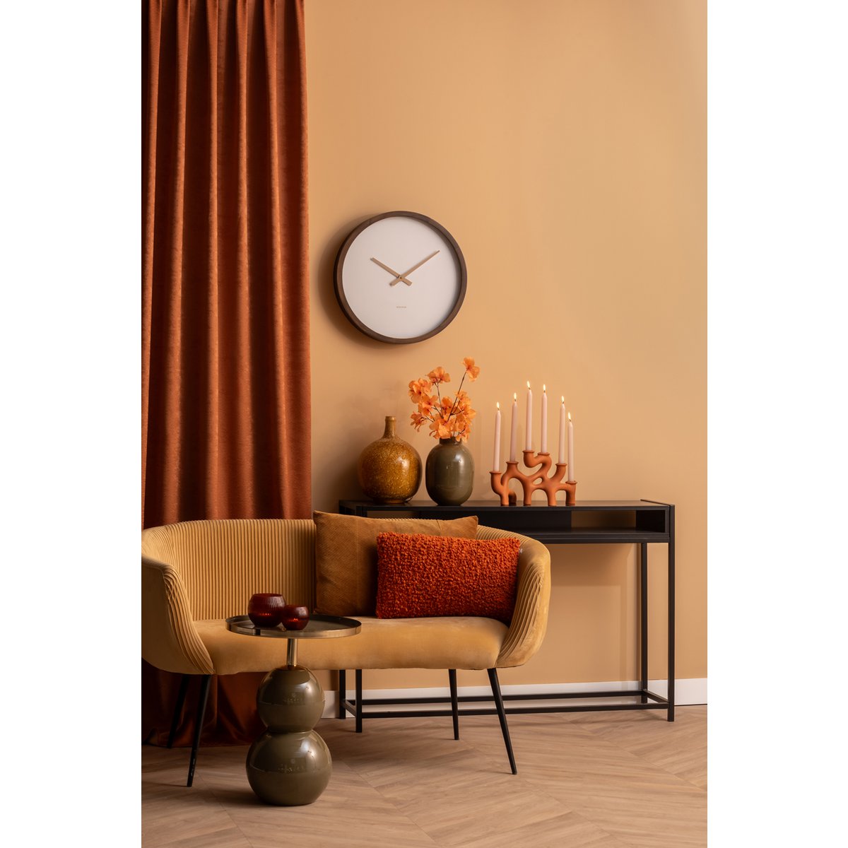 Wandklok 33 cm hout bruin