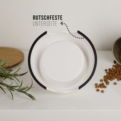 Honden voerbak set 2x RVS melamine wit goud