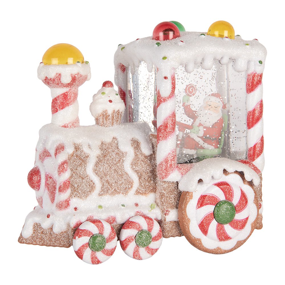 Kersttrein 19x12x18 cm wit kunststof LED muziek