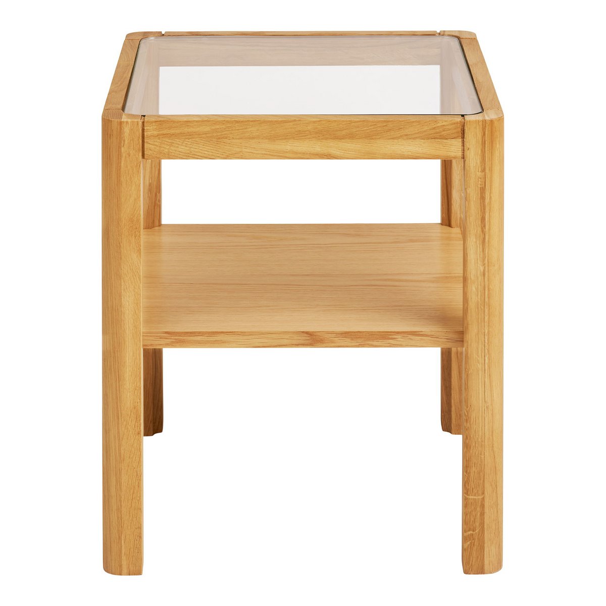 Bijzettafel eikenfineer gehard glas 40x40x45 cm naturel