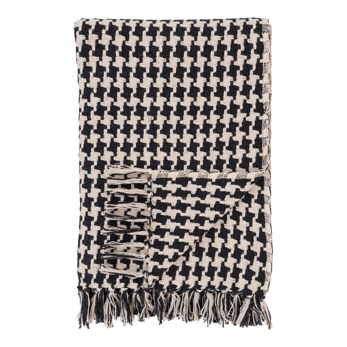 Plaid 130x180 cm zwart beige gerecycled katoen polyester