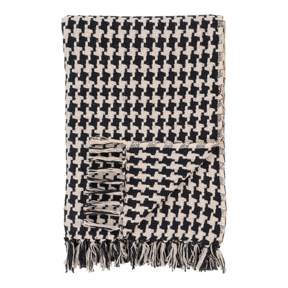 Plaid 130x180 cm zwart beige gerecycled katoen polyester