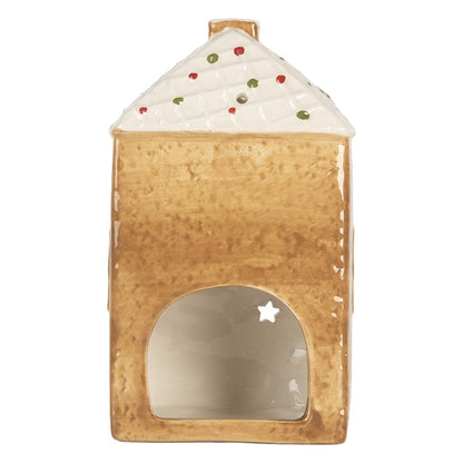 Waxinelichthouder Huis 9x7x16 cm Bruin Keramiek