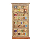 Shoe cabinet with 4 flaps, acacia, metal, colorful