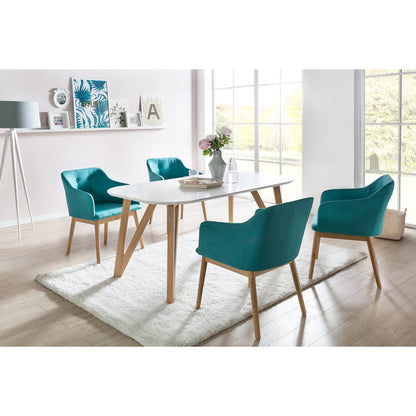 Eettafel 120x80x76 cm wit eiken MDF massief hout