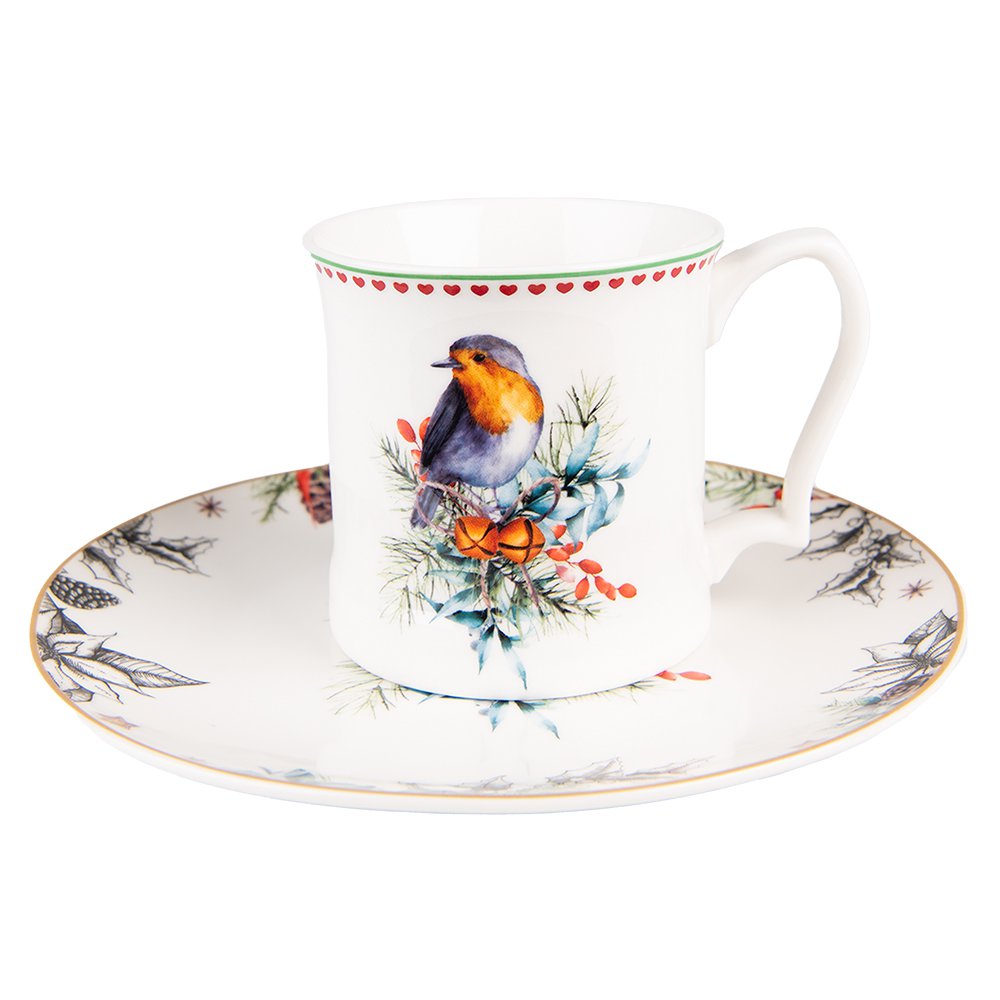Ontbijtbord 20 cm wit keramiek vogel