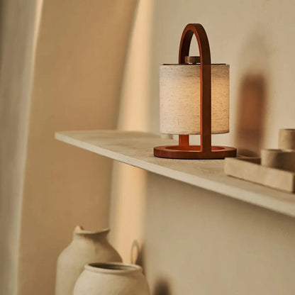 Tafellamp rubberwood Ø18x27 cm dimbaar draadloos