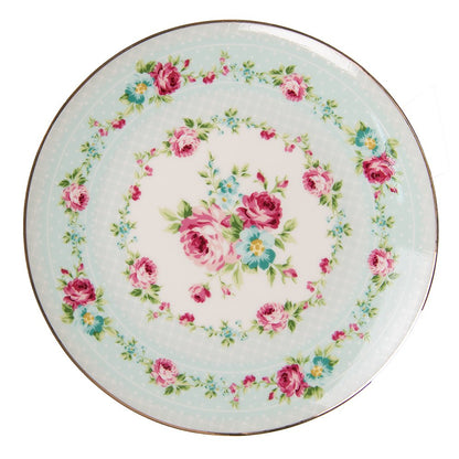 Ontbijtbord Ø 20 cm groen keramiek bloemen